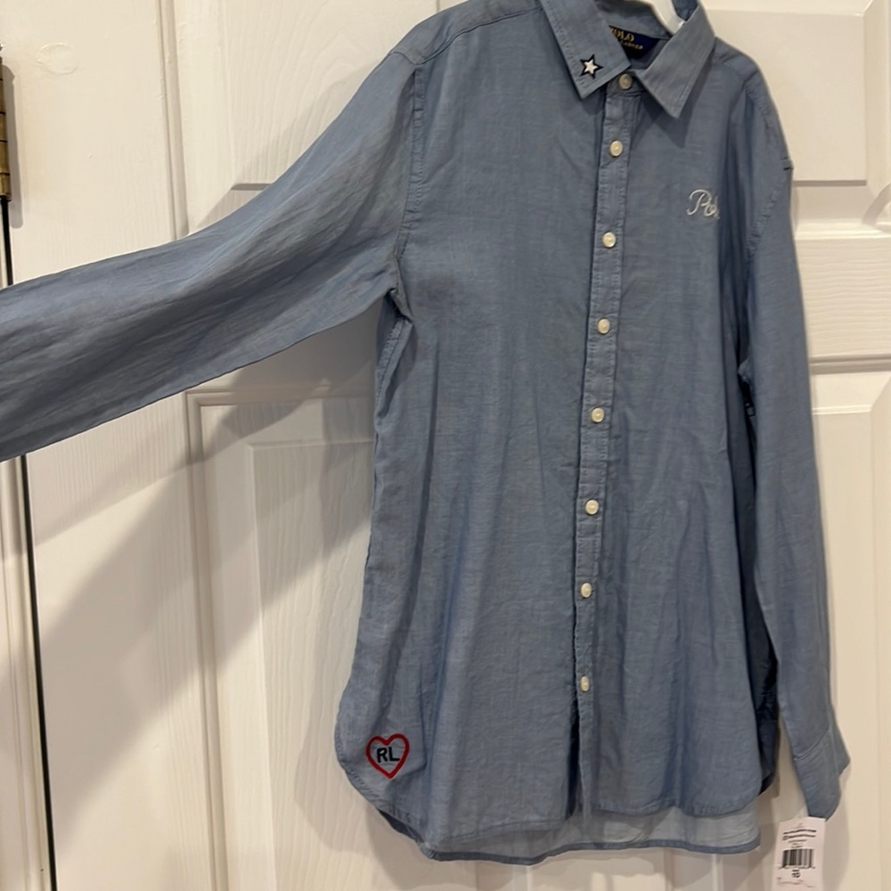 NEW NWT GIRLS POLO RALPH LAUREN SHIRT. Size 10. MSRP $49